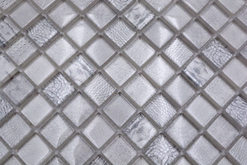 Motif manuel Mosaïque de verre blanc brillant Afrique mur cuisine salle de bain douche MOS68-WL14_m