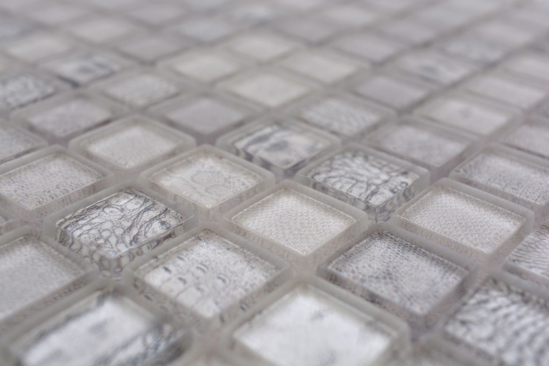 Motif manuel Mosaïque de verre blanc brillant Afrique mur cuisine salle de bain douche MOS68-WL14_m