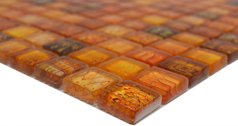 Motif main Mosaïque de verre orange brillant Snake mur cuisine salle de bain douche MOS68-WL44_m