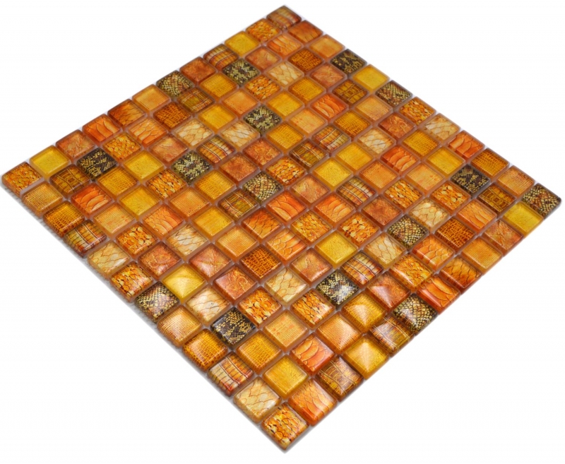 Motif main Mosaïque de verre orange brillant Snake mur cuisine salle de bain douche MOS68-WL44_m