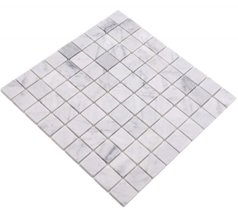 Échantillon manuel Mosaïque de pierre naturelle Marbre blanc optique carrare mat mur sol cuisine salle de bain douche MOS42-32-2000_m