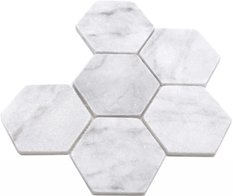 Échantillon manuel de mosaïque de pierre naturelle Marbre blanc mat mur sol cuisine salle de bain douche MOS42-HX142_m