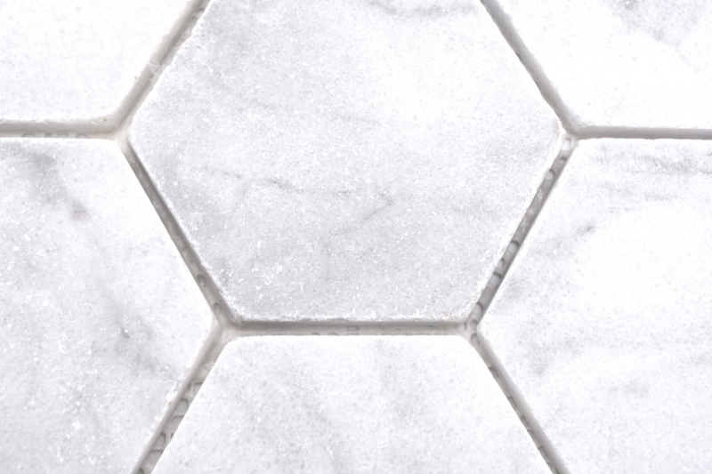 Échantillon manuel de mosaïque de pierre naturelle Marbre blanc mat mur sol cuisine salle de bain douche MOS42-HX142_m