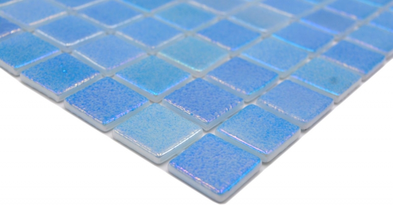 Échantillon manuel Mosaïque de piscine Mosaïque de verre bleu clair irisé multicolore brillant mur sol cuisine salle de bain douche MOS220-P55251_m