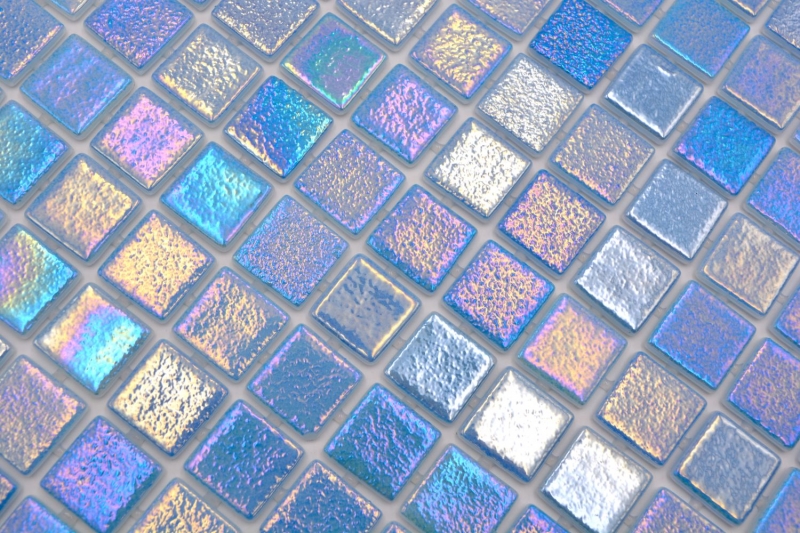 Échantillon manuel Mosaïque de piscine Mosaïque de verre bleu clair irisé multicolore brillant mur sol cuisine salle de bain douche MOS220-P55251_m