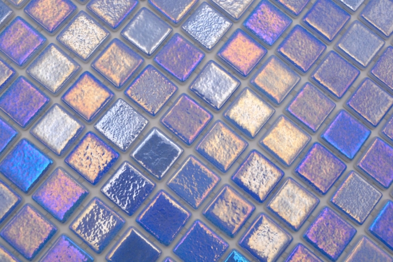 Échantillon manuel Mosaïque de piscine Mosaïque de verre bleu irisé multicolore brillant mur cuisine salle de bain douche MOS220-P55252_m