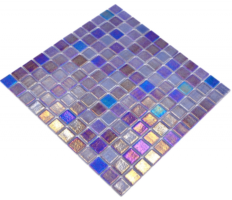Échantillon manuel Mosaïque de piscine Mosaïque de verre bleu violet multicolore irisé mur sol cuisine salle de bain douche MOS220-P55255_m