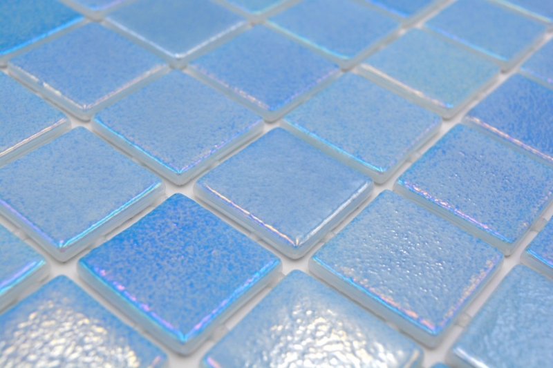 Échantillon manuel Mosaïque de piscine Mosaïque de verre bleu clair irisé multicolore brillant mur sol cuisine salle de bain douche MOS220-P55381_m