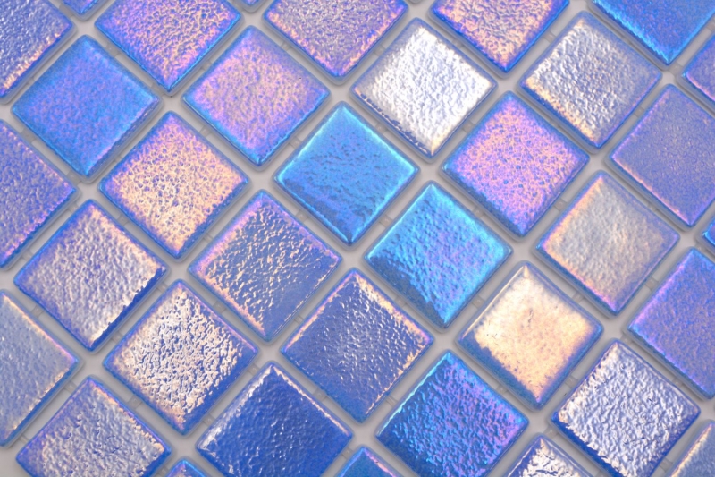 Échantillon manuel Mosaïque de piscine Mosaïque de verre bleu irisé multicolore brillant mur sol cuisine salle de bain douche MOS220-P55382_m