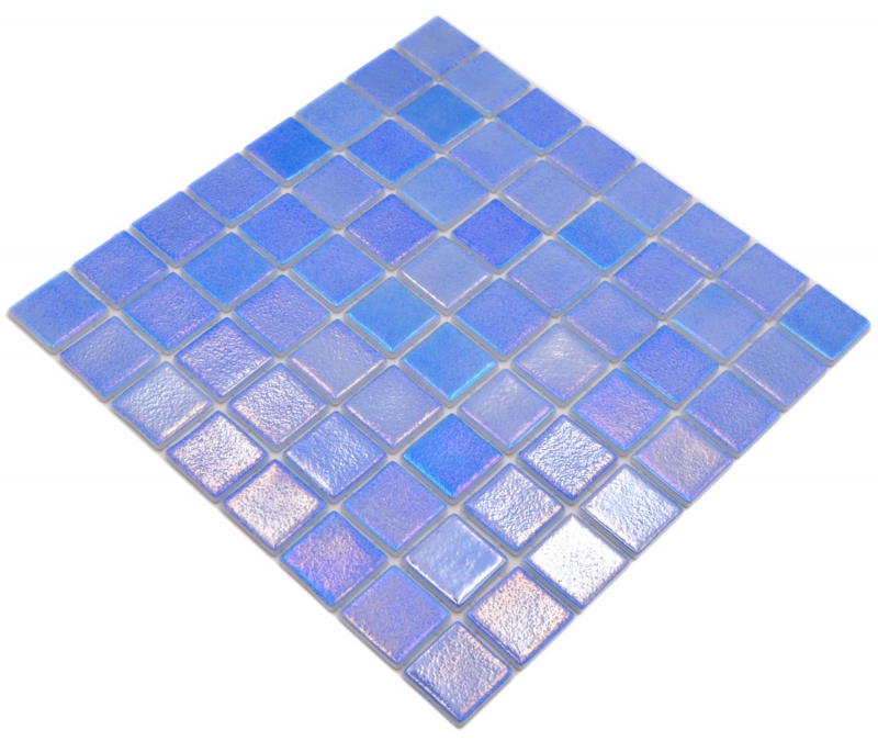 Échantillon manuel Mosaïque de piscine Mosaïque de verre bleu irisé multicolore brillant mur sol cuisine salle de bain douche MOS220-P55382_m