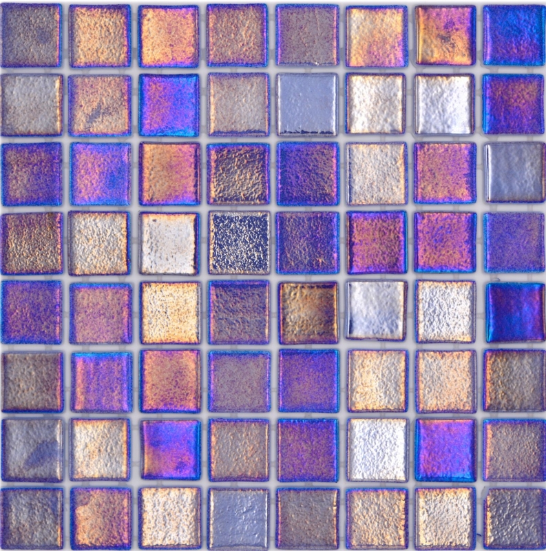Échantillon manuel Mosaïque de piscine Mosaïque de verre bleu violet multicolore irisé brillant mur sol cuisine salle de bain douche MOS220-P55385_m