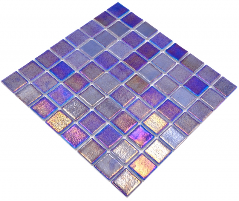 Échantillon manuel Mosaïque de piscine Mosaïque de verre bleu violet multicolore irisé brillant mur sol cuisine salle de bain douche MOS220-P55385_m