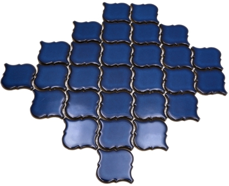 Motif à main Mosaïque céramique Carreaux de mosaïque bleu cobalt brillant mur sol cuisine salle de bain douche MOS13-P451_m