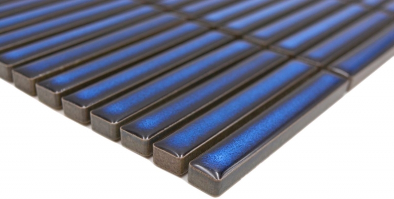 Motif main Mosaïque céramique Carreaux de mosaïque bleu cobalt brillant mur cuisine salle de bain douche MOS24-CG51_m