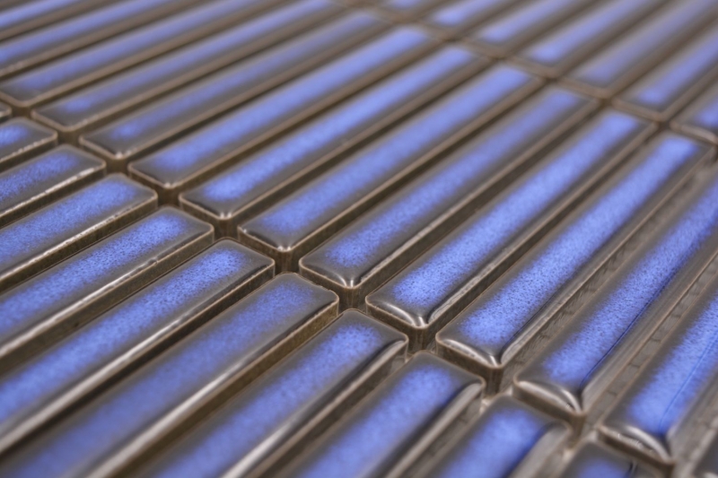 Motif main Mosaïque céramique Carreaux de mosaïque bleu cobalt brillant mur cuisine salle de bain douche MOS24-CG51_m