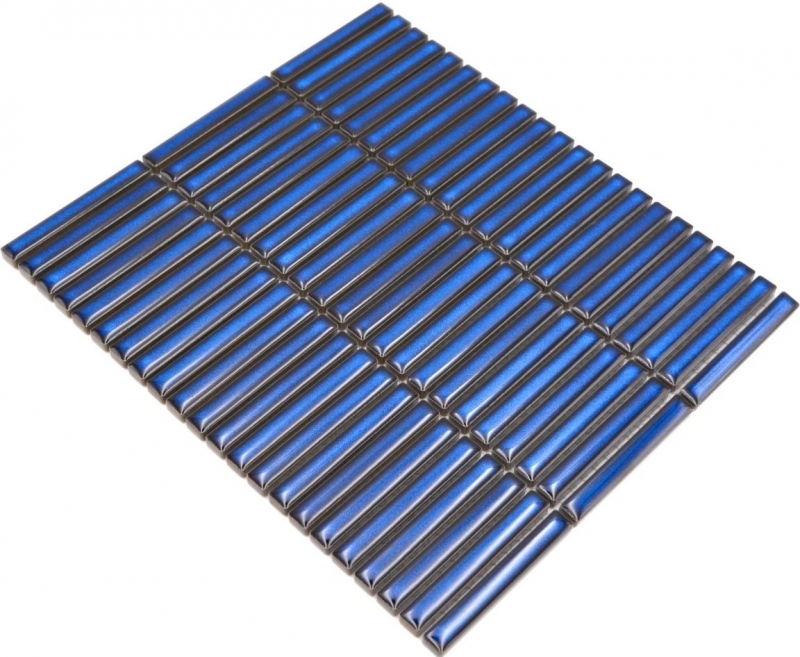 Motif main Mosaïque céramique Carreaux de mosaïque bleu cobalt brillant mur cuisine salle de bain douche MOS24-CG51_m