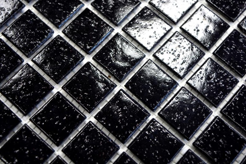 Mosaïque de verre Carreau de mosaïque noir Spots douche SALLE DE BAINS MUR cuisine - MOS50-0302