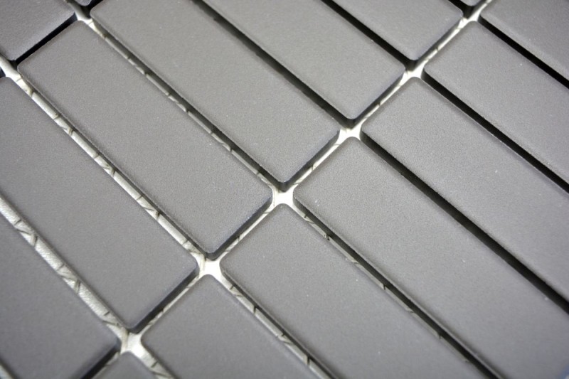 Motif main baguettes carreau mosaïque céramique gris brun boue non émaillé antidérapant receveur de douche carrelage cuisine salle de bain - MOS24-CUST051