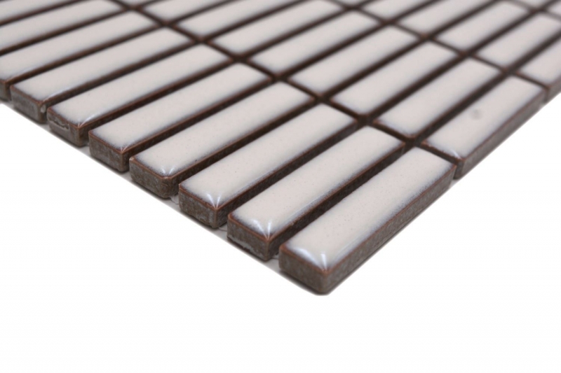 Mosaïque en céramique Baguettes rétro des années 50 à 60 Plaquette blanc ancien brillant MOS24-BM3