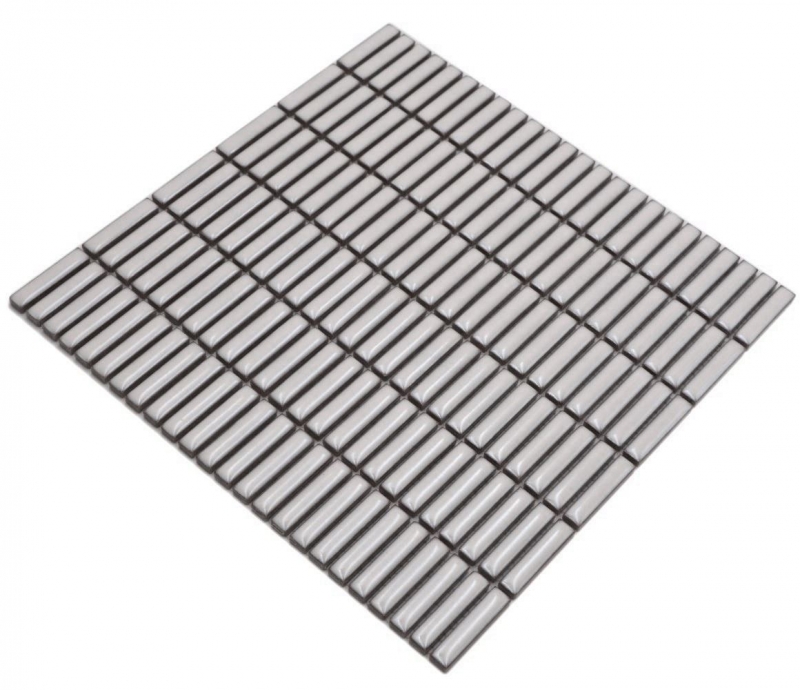 Mosaïque en céramique Baguettes rétro des années 50 à 60 Plaquette blanc ancien brillant MOS24-BM3
