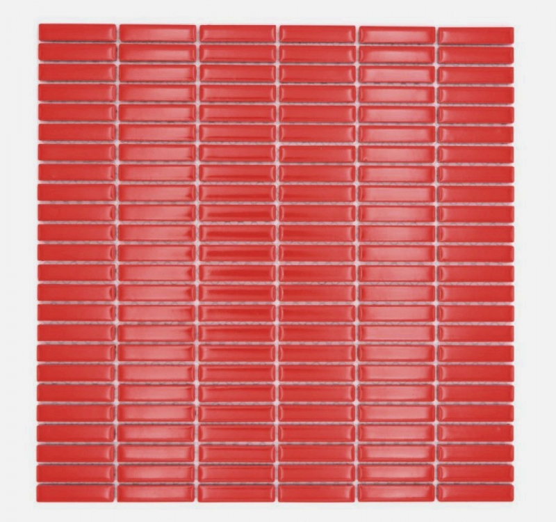 Mosaïque en céramique Baguettes rétro 50s 60s Lanières rouges brillantes MOS24-BM7