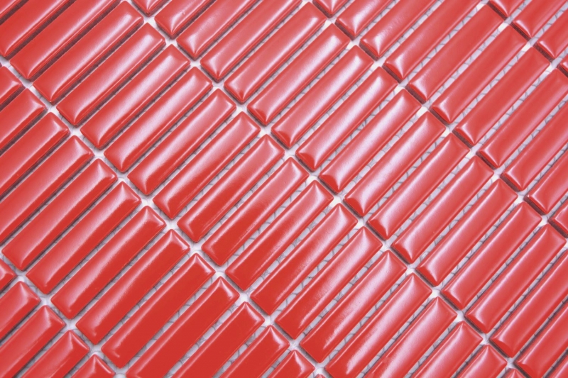 Mosaïque en céramique Baguettes rétro 50s 60s Lanières rouges brillantes MOS24-BM7