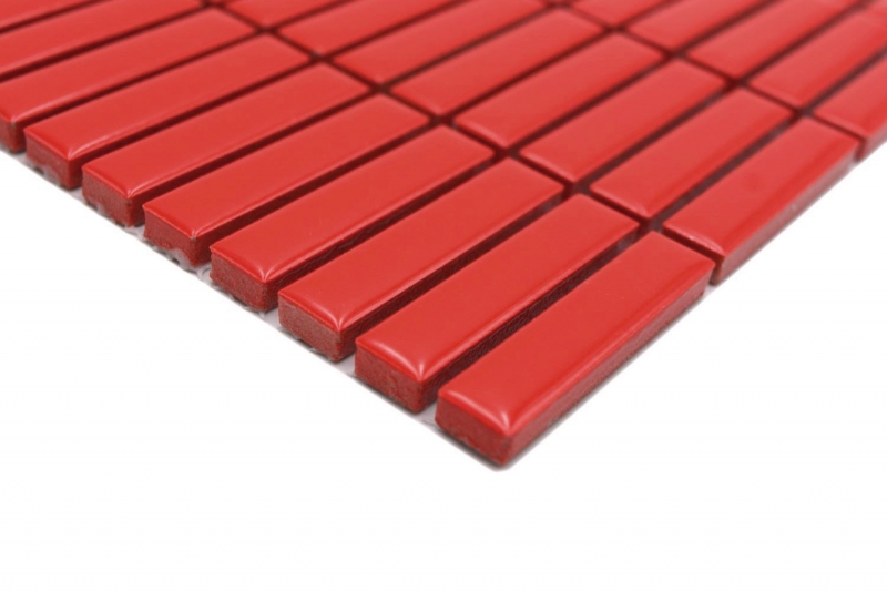 Mosaïque en céramique Baguettes rétro 50s 60s Lanières rouges brillantes MOS24-BM7
