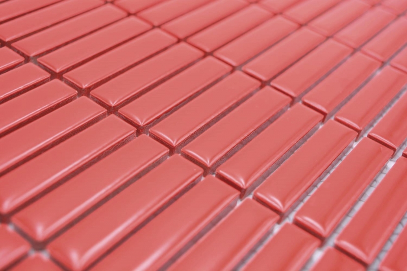 Mosaïque en céramique Baguettes rétro 50s 60s Lanières rouges brillantes MOS24-BM7