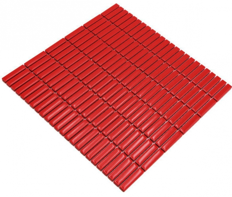 Mosaïque en céramique Baguettes rétro 50s 60s Lanières rouges brillantes MOS24-BM7