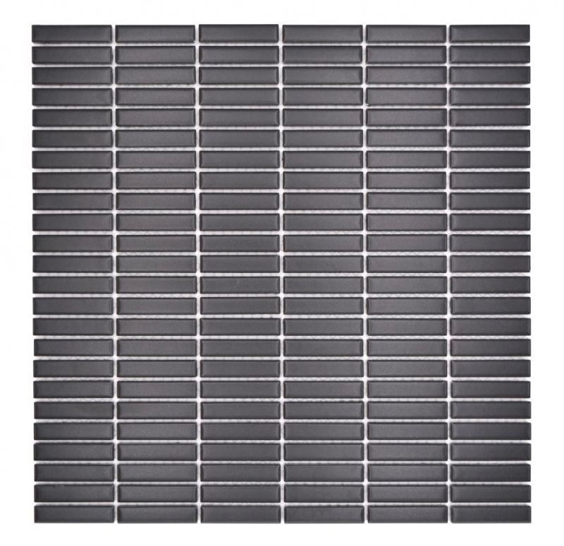 Mosaïque en céramique Baguettes rétro 50s 60s Lanières noir mat MOS24-BM8