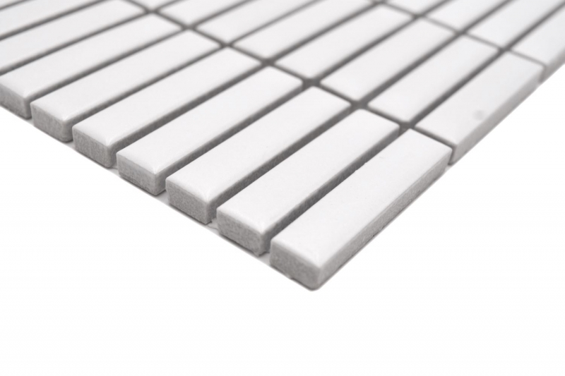 Mosaïque en céramique Baguettes rétro 50s 60s Lanières blanches mates MOS24-BM9