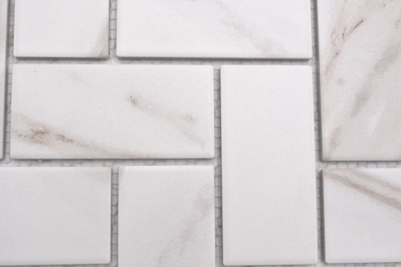 Céramique Carreau de mosaïque à chevrons Calacatta blanc gris-brun mat MOS24-1112