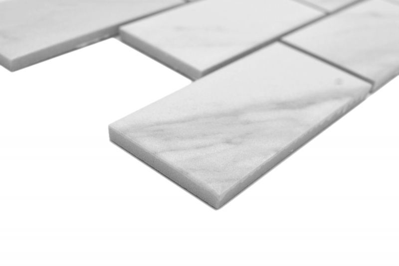 Carreau de mosaïque en céramique composite Cararra blanc gris mat MOS26M-1102