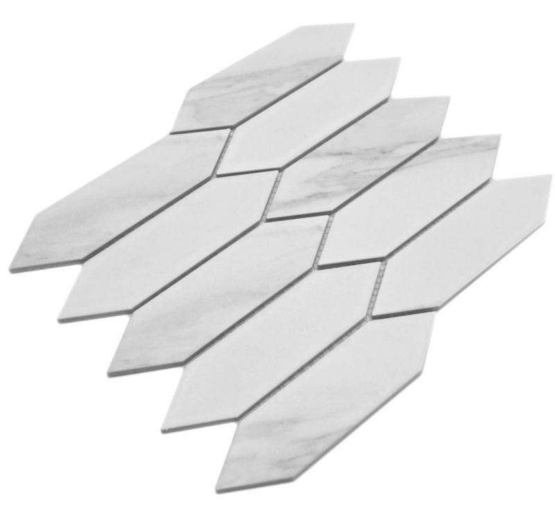 Carreau de mosaïque céramique Hexagone Cararra blanc gris mat MOS13-L1102