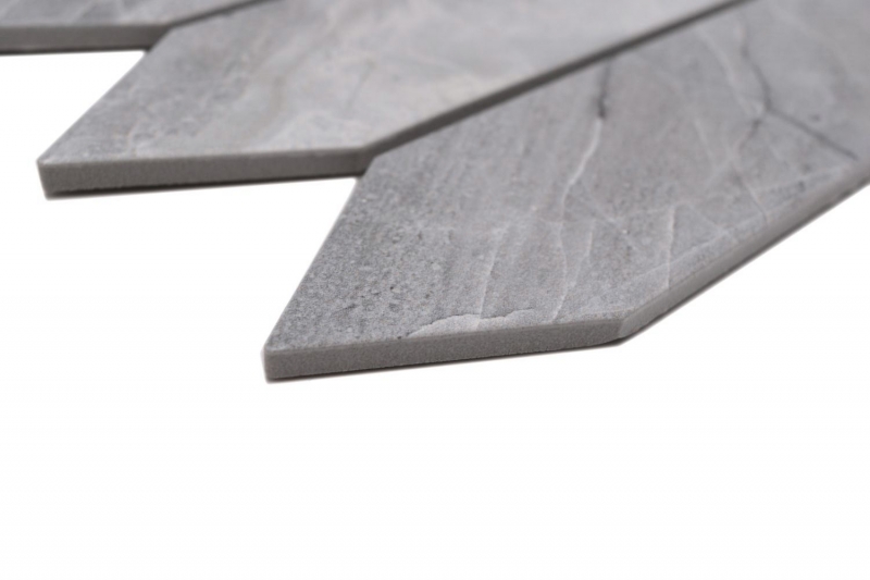 Céramique Carreau de mosaïque Hexagone Aspect pierre allongé gris clair mat MOS13-L0206