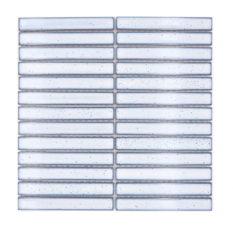 Céramique Mosaïque Bâtons Rétro Vintage Années 50 Années 60 Lanières blanches brillantes mouchetées MOS24-CS66