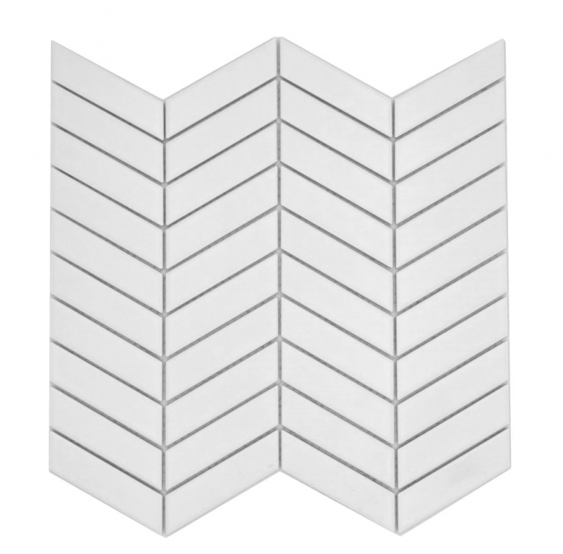 Céramique Carreau de mosaïque à chevrons blanc uni mat MOS24-EV21