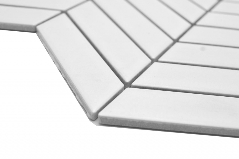 Céramique Carreau de mosaïque à chevrons blanc uni mat MOS24-EV21