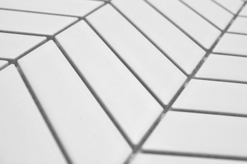 Céramique Carreau de mosaïque à chevrons blanc uni mat MOS24-EV21