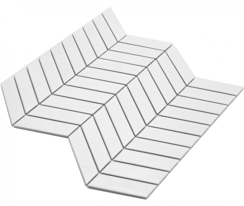 Céramique Carreau de mosaïque à chevrons blanc uni mat MOS24-EV21