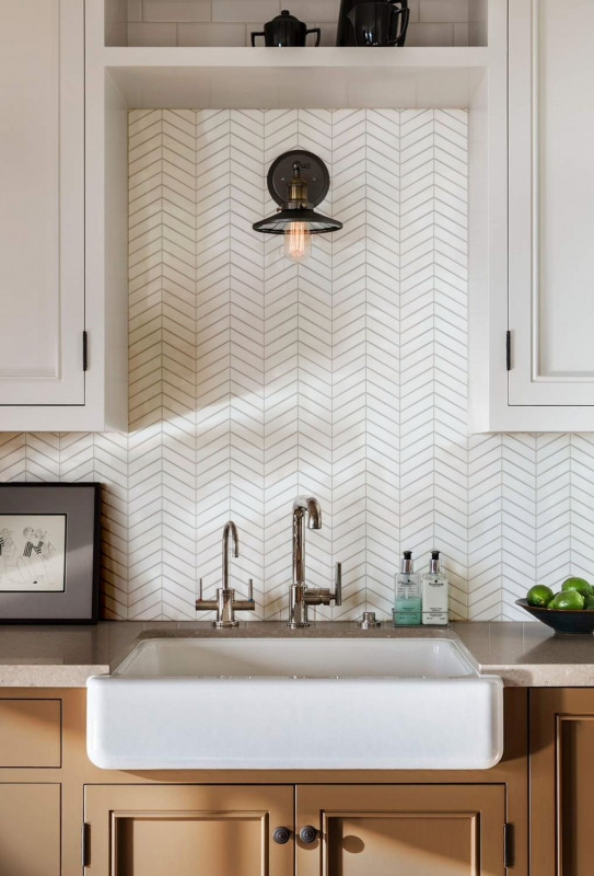 Céramique Carreau de mosaïque à chevrons blanc uni mat MOS24-EV21