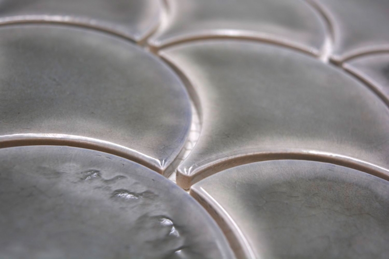 Céramique Carreau en mosaïque Écailles de poisson uni gris foncé ice crackled Style MOS13-FS7