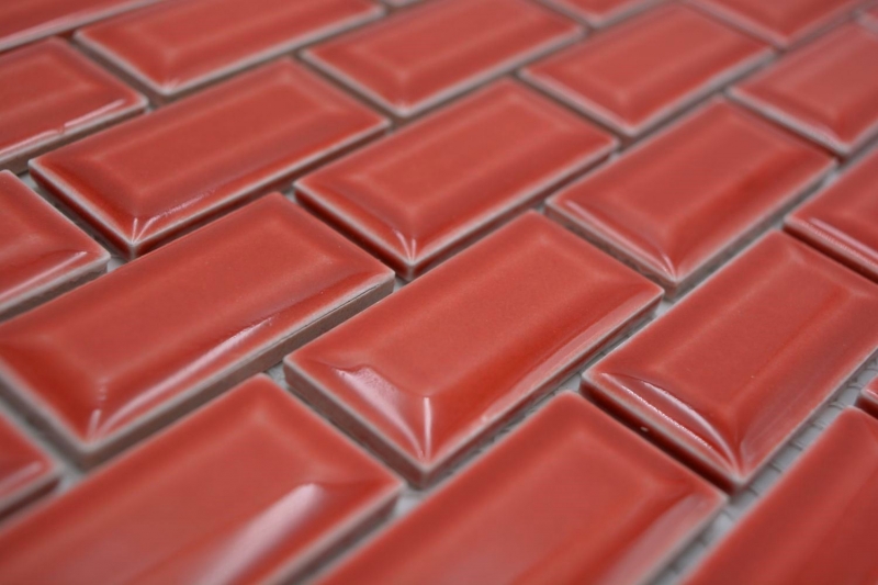 Céramique Carreau de mosaïque composite de mur uni rouge MOS26-0912
