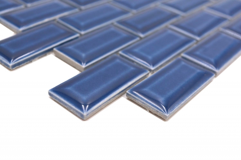 Céramique Carreau de mosaïque composite de mur bleu cobalt uni MOS26-0414