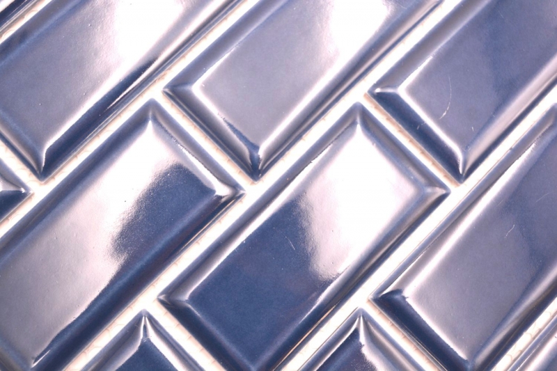 Céramique Carreau de mosaïque Metro aspect composite bleu cobalt uni MOS24-04K