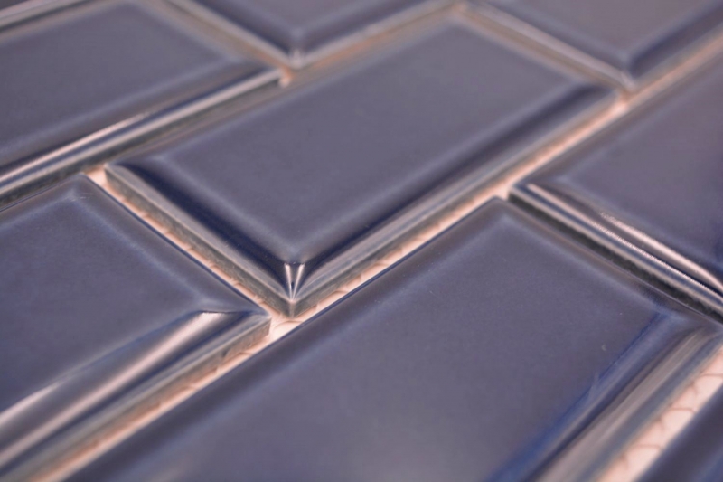 Céramique Carreau de mosaïque Metro aspect composite bleu cobalt uni MOS24-04K