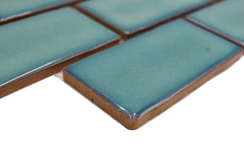 Carreau céramique mosaïque Metro Sybway composite uni vert pétrole brillant MOS26-716