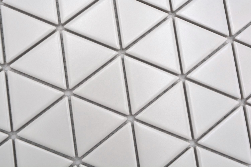 Carreau de mosaïque céramique Triangle Diamant uni blanc mat MOS13-t41