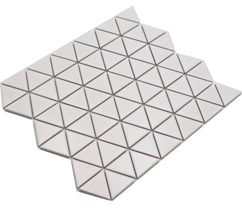 Carreau de mosaïque céramique Triangle Diamant uni blanc mat MOS13-t41