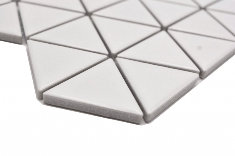 Carreau de mosaïque céramique Triangle Diamant uni blanc mat MOS13-t41